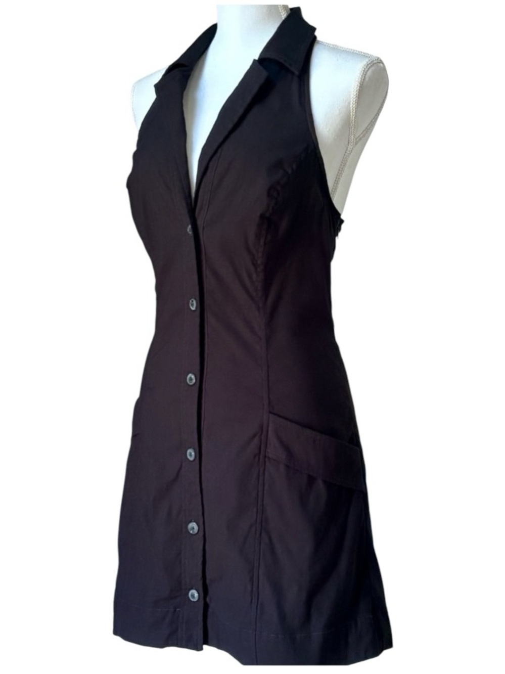 Maeve Anthropologie Black Amelia Collared Halter T Back Blazer Mini Dress L NWOT - Picture 8 of 12